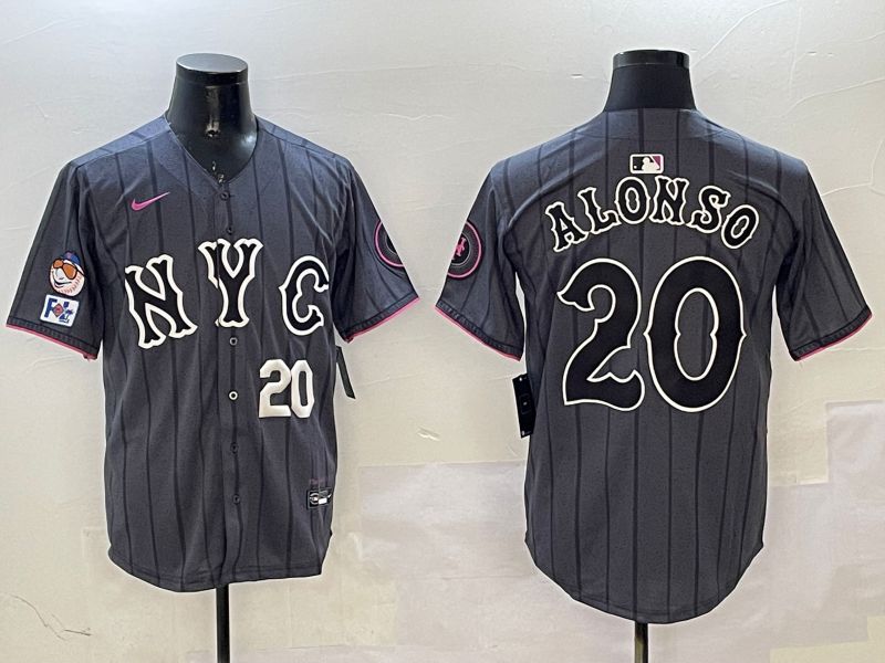 Men New York Mets #20 Alonso Black City Edition 2025 Nike MLB Jersey style 4->new york mets->MLB Jersey